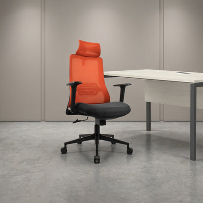 HADID High Back Grey Orange Office Chair Kursi Kantor Ergonomis
