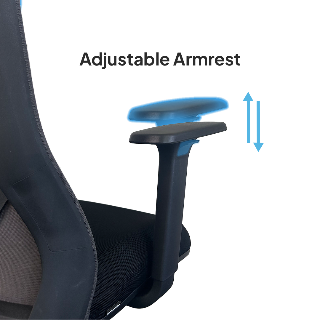HADID High Back Black Grey Office Chair Kursi Kantor Ergonomis