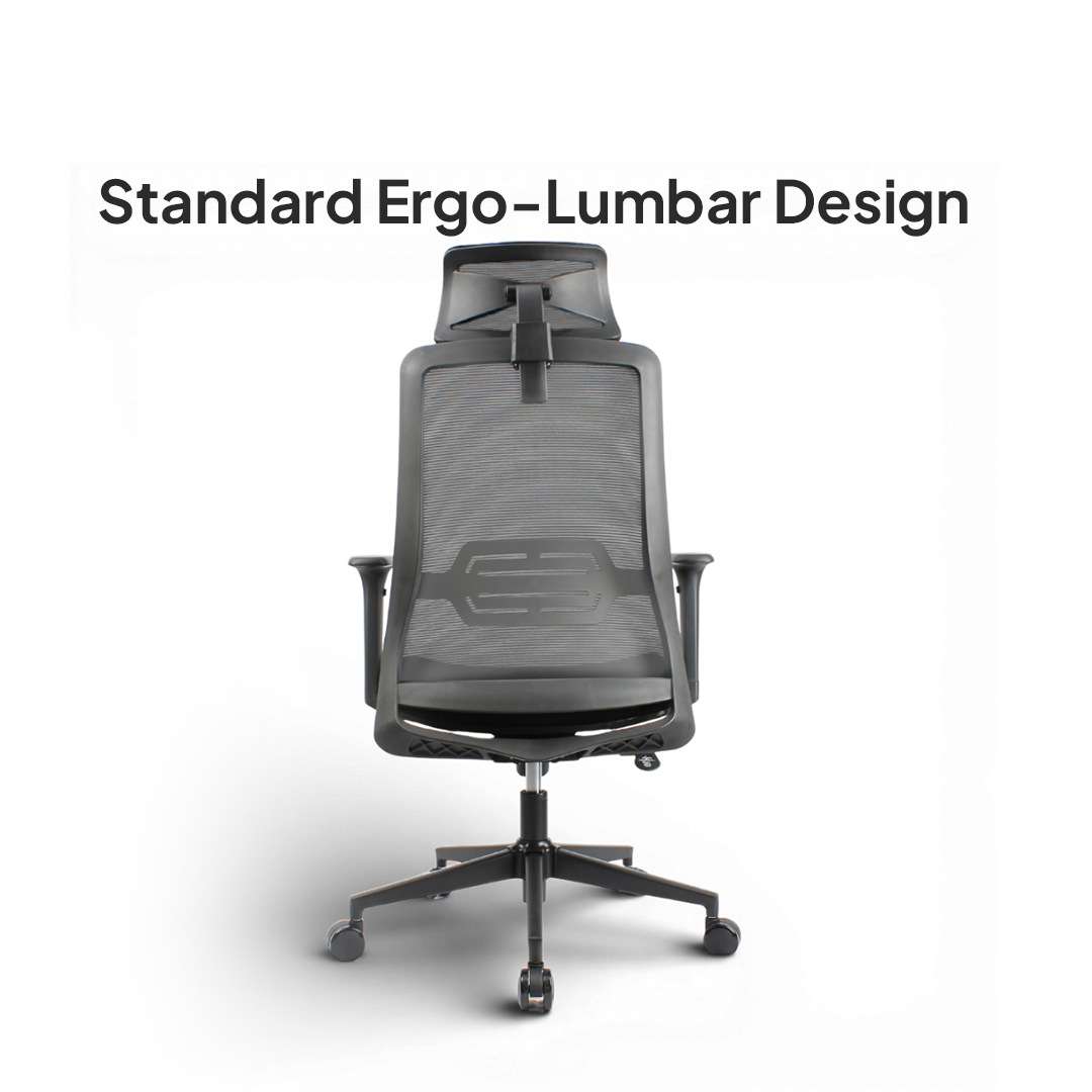 HADID High Back Black Grey Office Chair Kursi Kantor Ergonomis