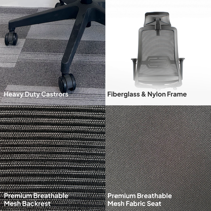 HADID High Back Black Grey Office Chair Kursi Kantor Ergonomis