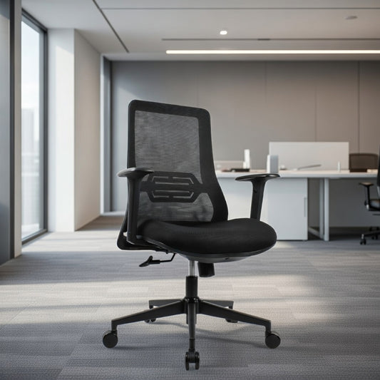 HADID Mid Back Black Office Chair Kursi Kantor Ergonomis