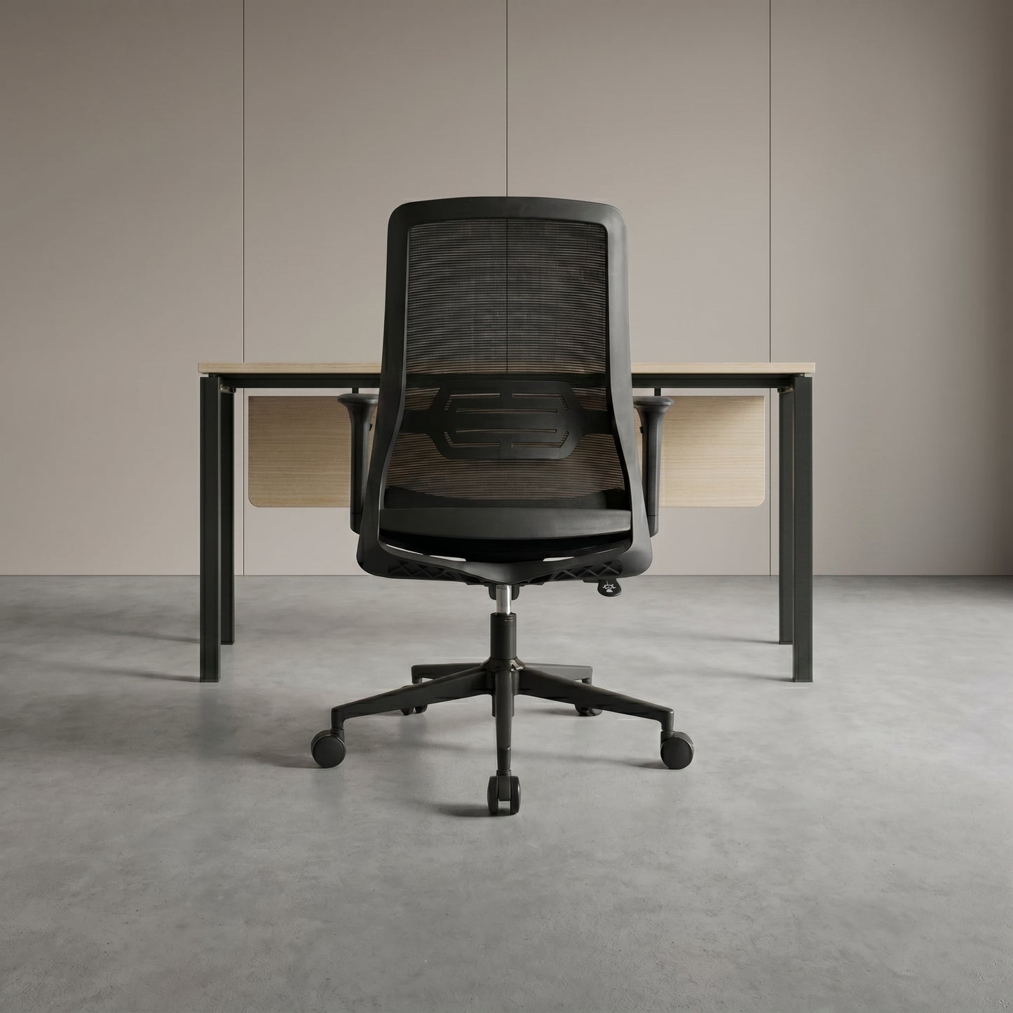 HADID Mid Back Black Office Chair Kursi Kantor Ergonomis