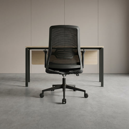 HADID Mid Back Black Office Chair Kursi Kantor Ergonomis