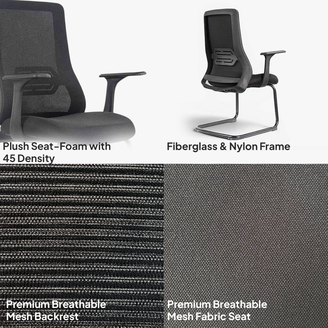 HADID Visitor Black Office Chair Kursi Kantor Ergonomis