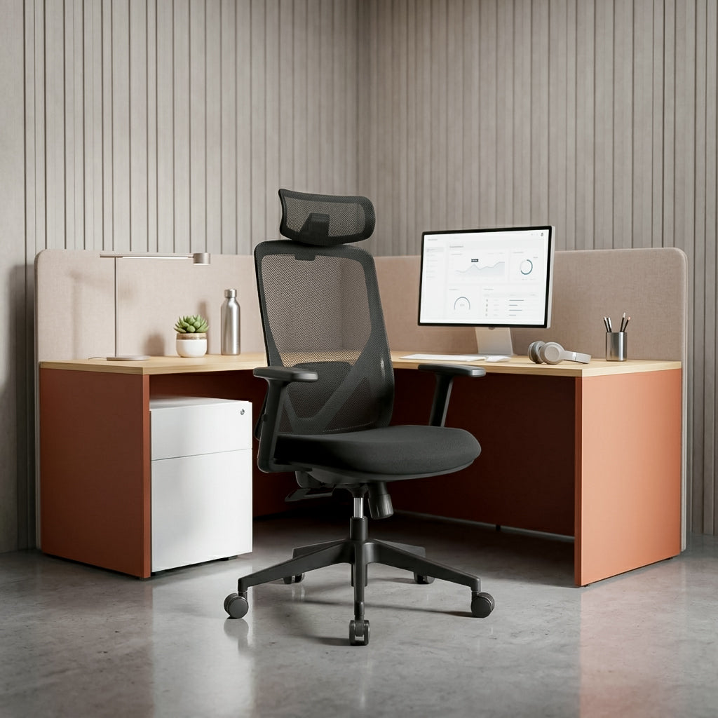 HERON High Back Black Office Chair Kursi Kantor Ergonomis