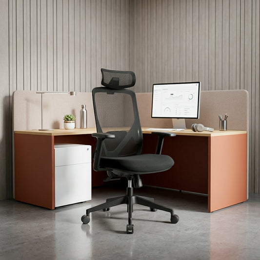 HERON High Back Black Office Chair Kursi Kantor Ergonomis