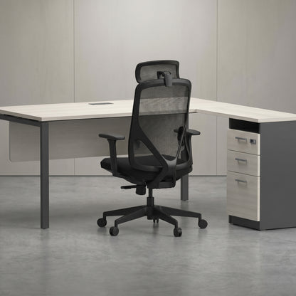 HERON High Back Black Office Chair Kursi Kantor Ergonomis