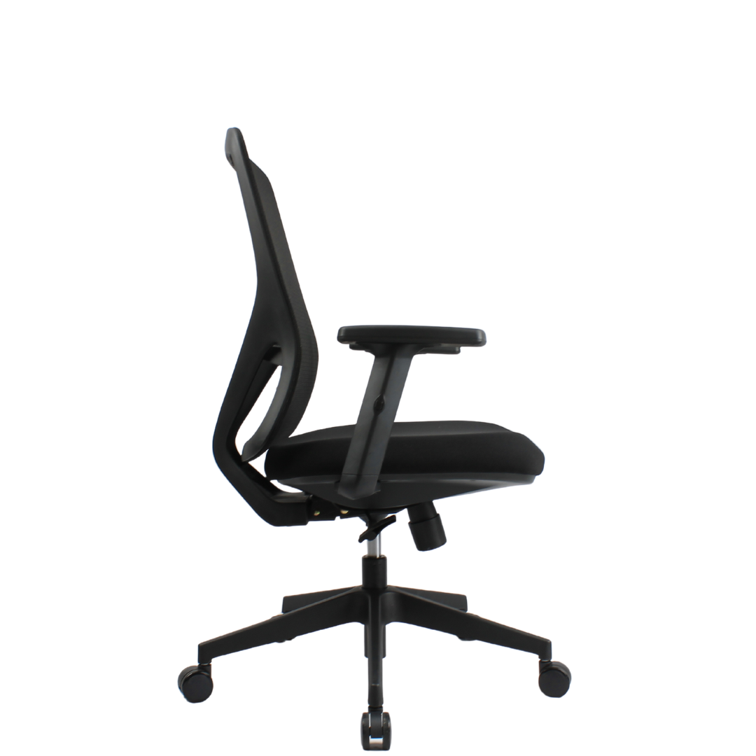 HERON Mid Back Black Office Chair Kursi Kantor Ergonomis