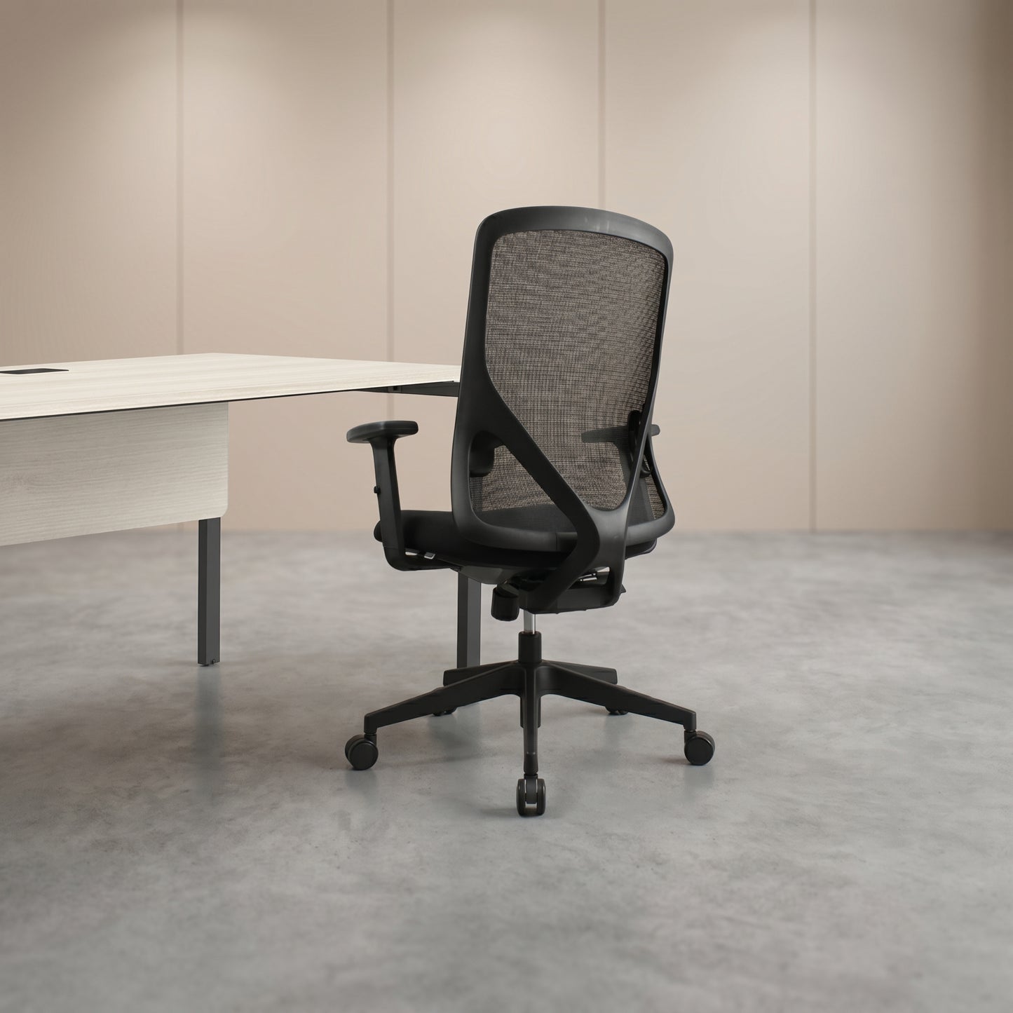 HERON Mid Back Black Office Chair Kursi Kantor Ergonomis