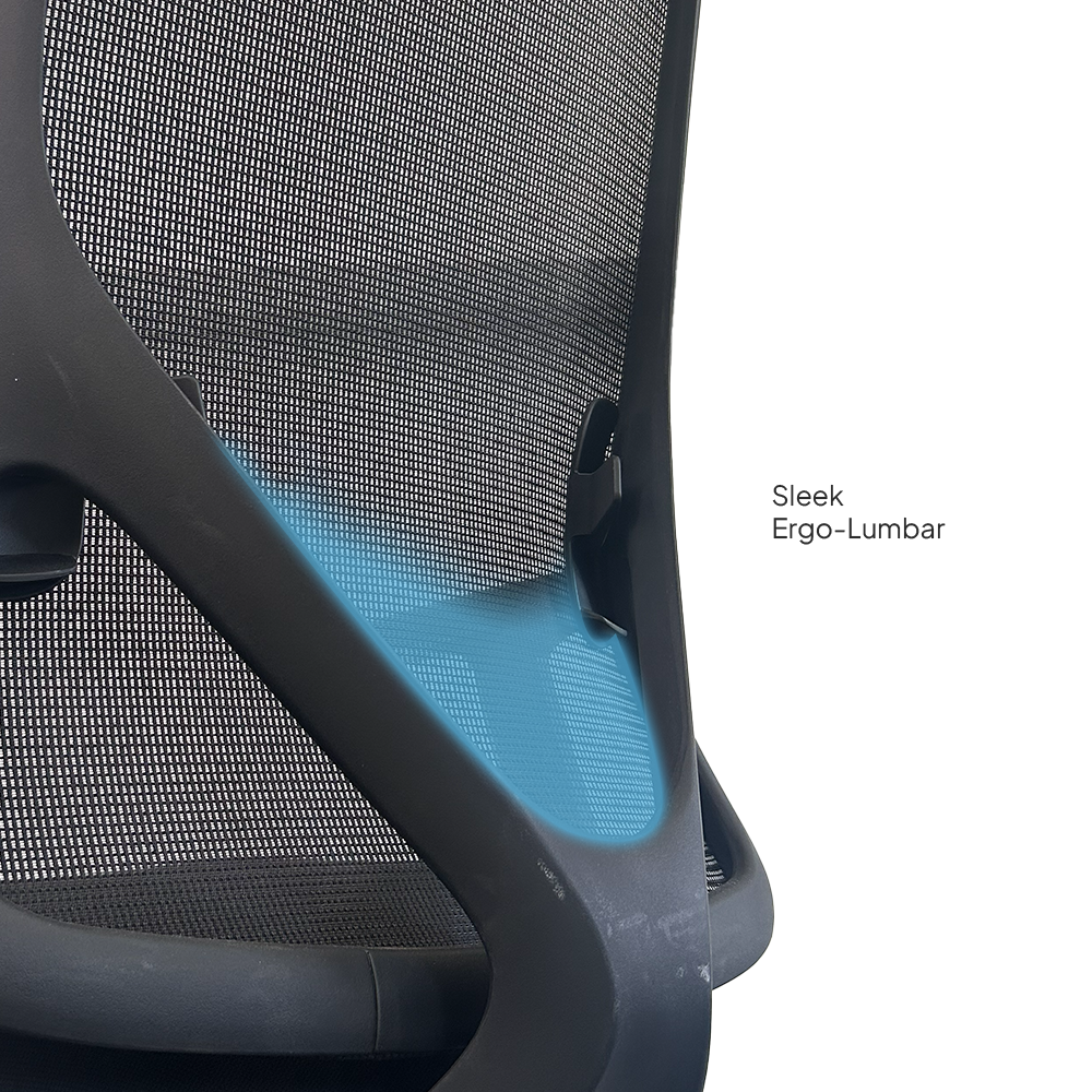 HERON Mid Back Black Office Chair Kursi Kantor Ergonomis