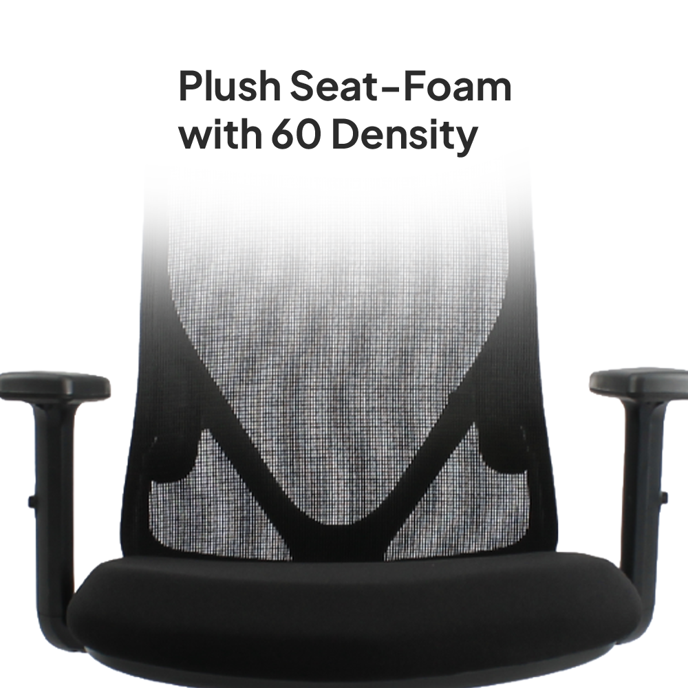 HERON Mid Back Black Office Chair Kursi Kantor Ergonomis