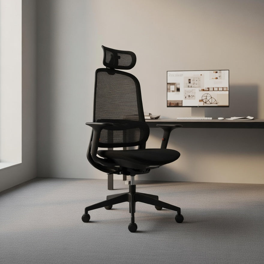 ISMO High Back Black Office Chair Kursi Kantor Ergonomis
