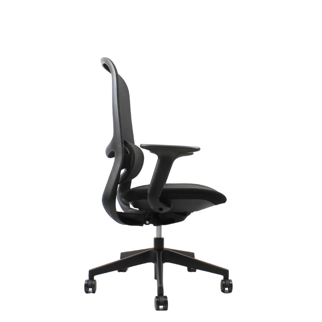 ISMO Mid Back Black Office Chair Kursi Kantor Ergonomis