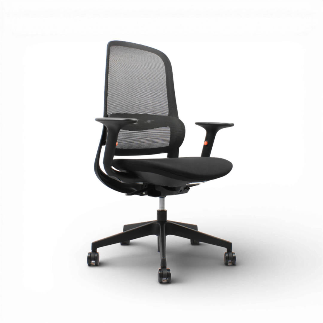 ISMO Mid Back Black Office Chair Kursi Kantor Ergonomis