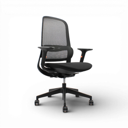 ISMO Mid Back Black Office Chair Kursi Kantor Ergonomis