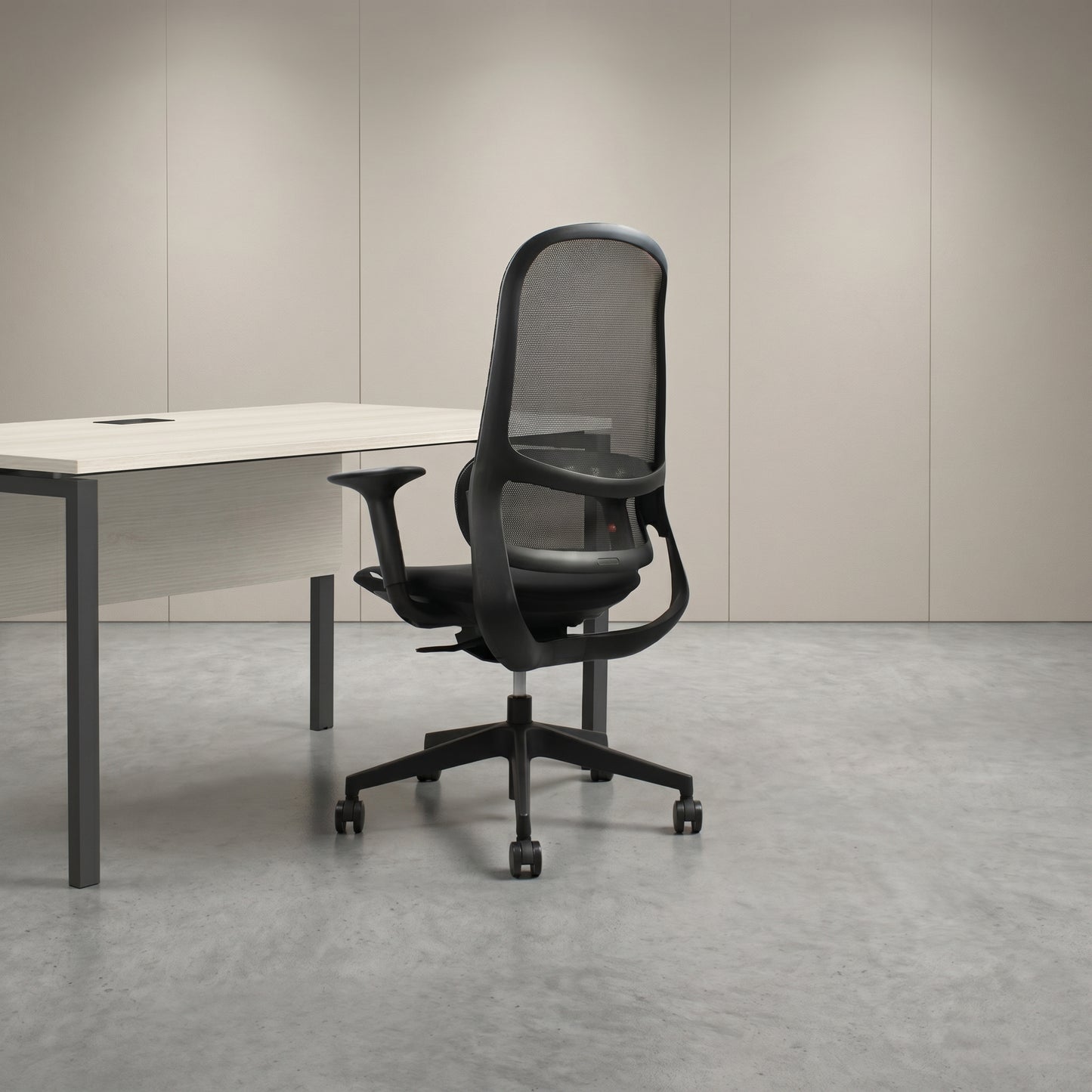 ISMO Mid Back Black Office Chair Kursi Kantor Ergonomis