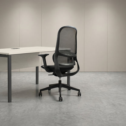 ISMO Mid Back Black Office Chair Kursi Kantor Ergonomis