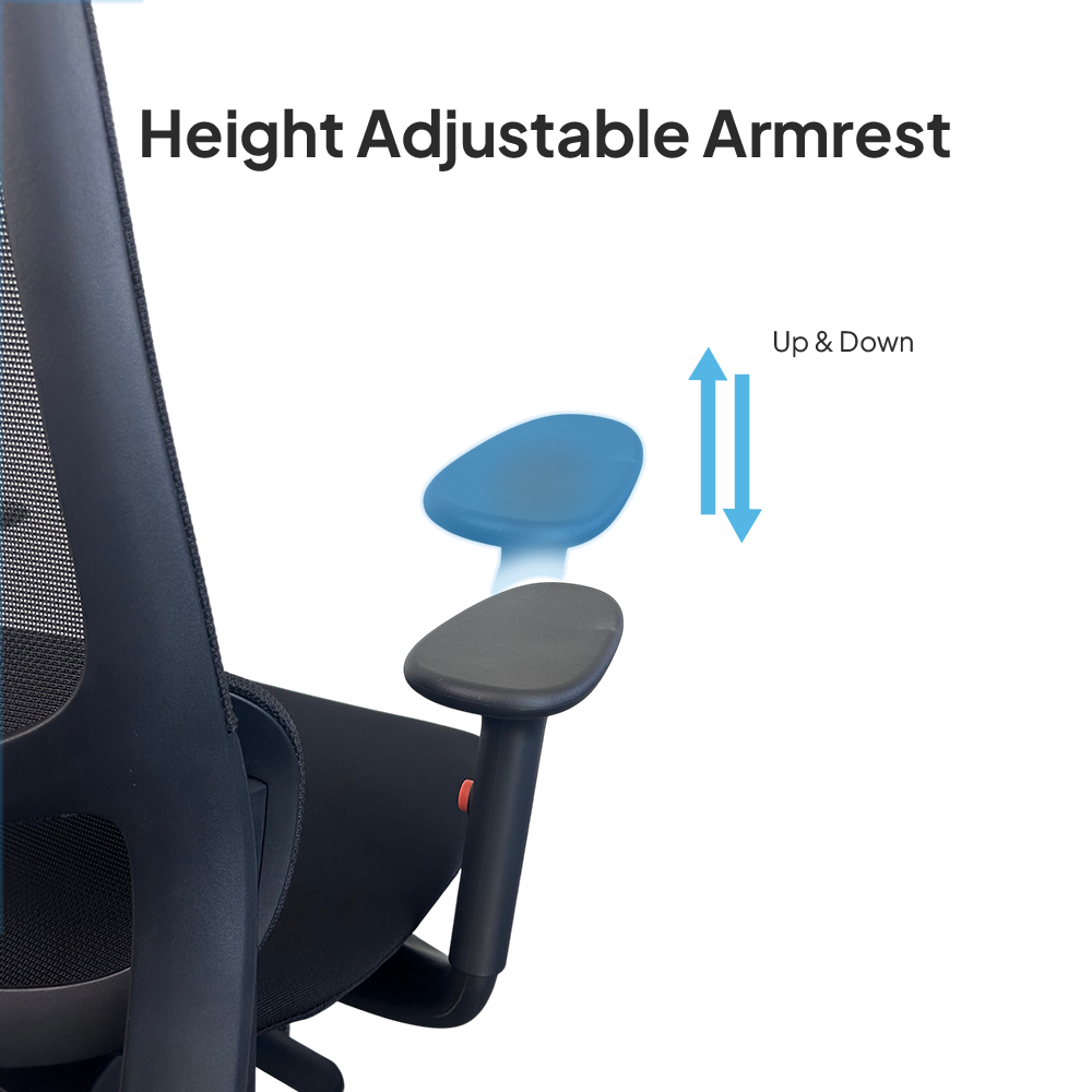 ISMO Mid Back Black Office Chair Kursi Kantor Ergonomis