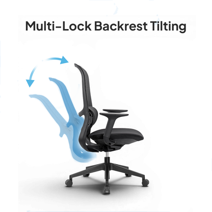 ISMO Mid Back Black Office Chair Kursi Kantor Ergonomis