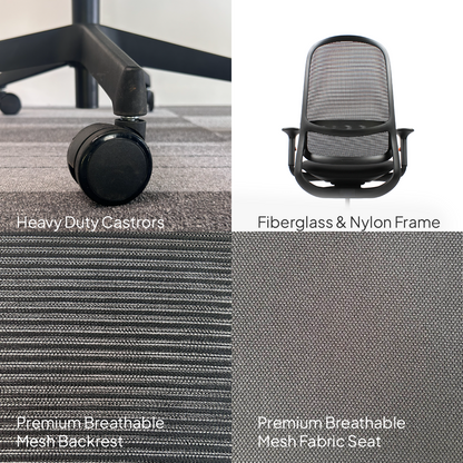 ISMO Mid Back Black Office Chair Kursi Kantor Ergonomis