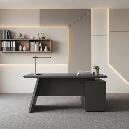 LEGACY Executive Desk Meja Direktur 160cm L Kiri Dark Oak A-Leg