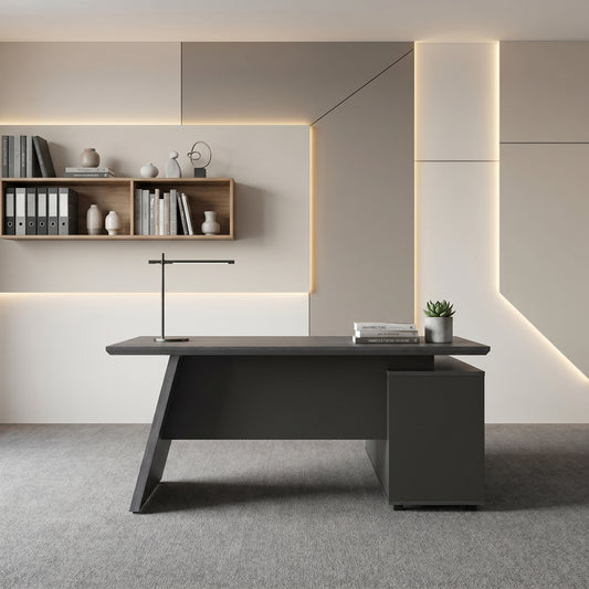 LEGACY Executive Desk Meja Direktur 160cm L Kiri Dark Oak A-Leg