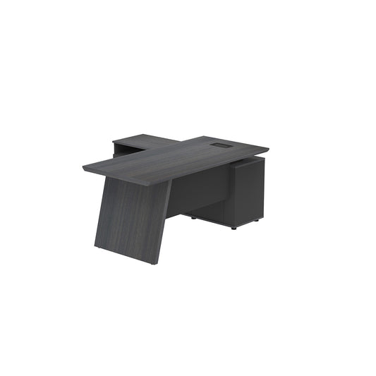 LEGACY Executive Desk Meja Direktur 160cm L Kiri Dark Oak A-Leg