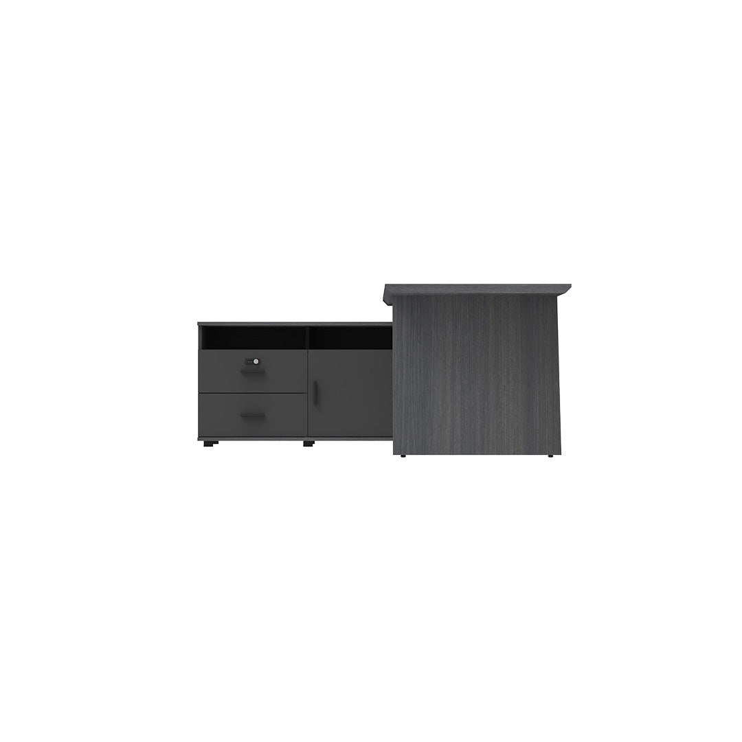 LEGACY Executive Desk Meja Direktur 160cm L Kiri Dark Oak A-Leg