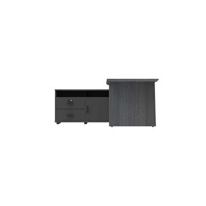 LEGACY Executive Desk Meja Direktur 160cm L Kiri Dark Oak A-Leg
