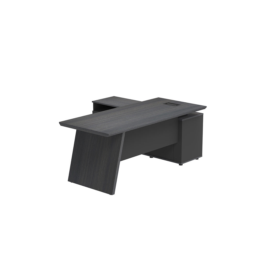 LEGACY Executive Desk Meja Direktur 180cm L Kiri Dark Oak A-Leg