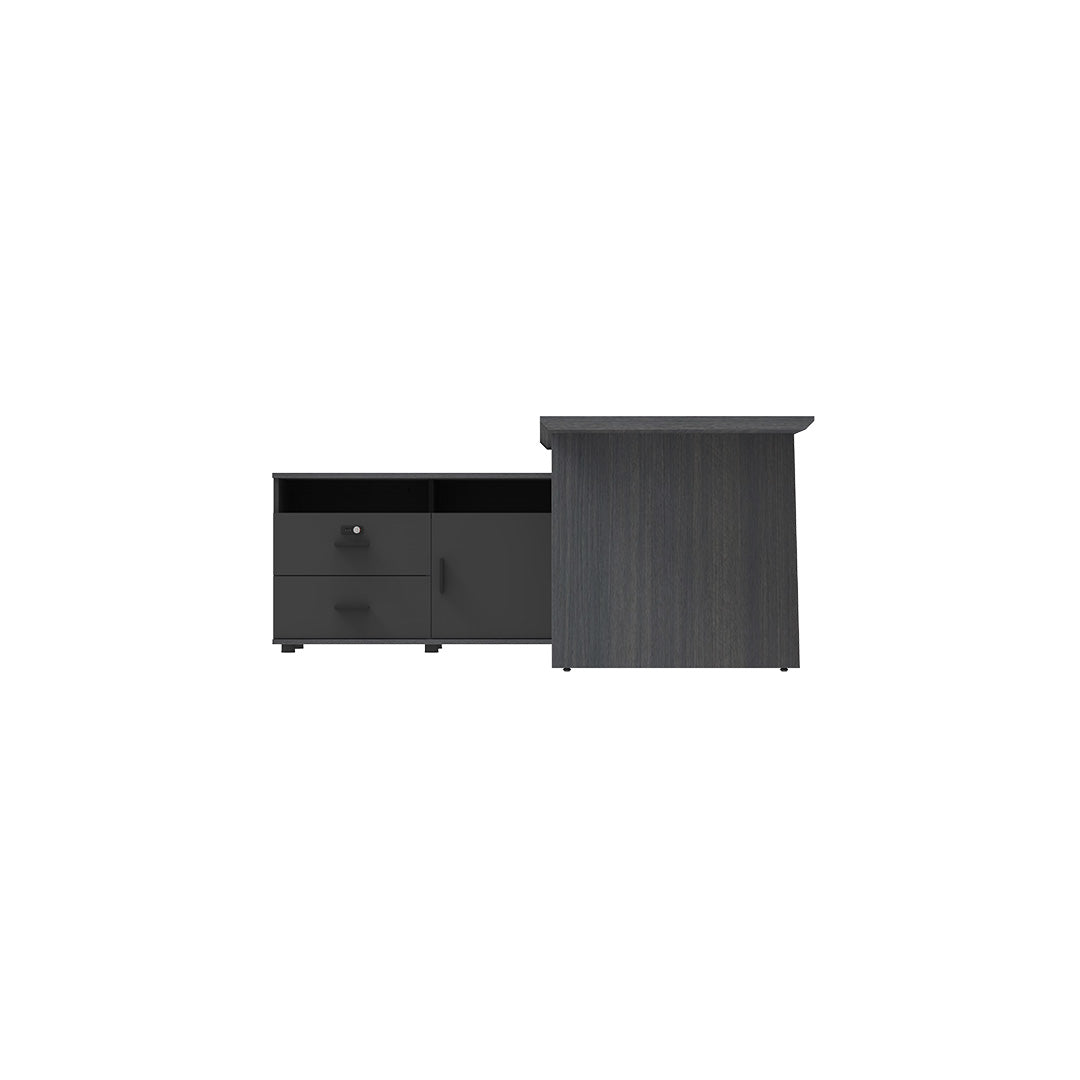 LEGACY Executive Desk Meja Direktur 180cm L Kiri Dark Oak A-Leg