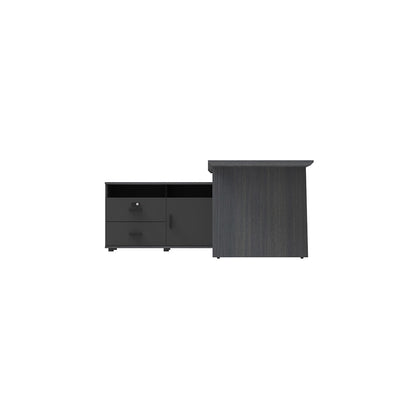 LEGACY Executive Desk Meja Direktur 180cm L Kiri Dark Oak A-Leg