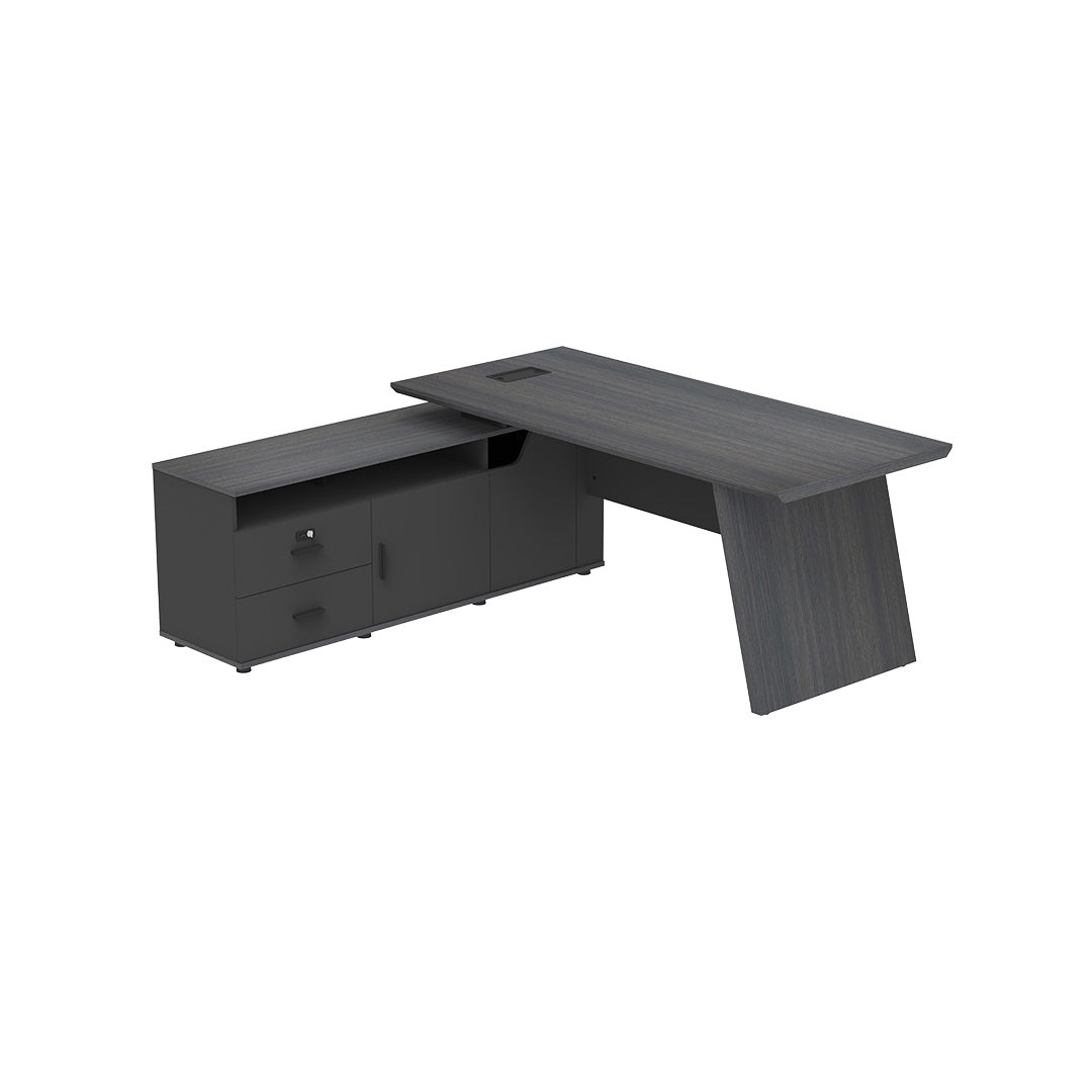 LEGACY Executive Desk Meja Direktur 180cm L Kiri Dark Oak A-Leg