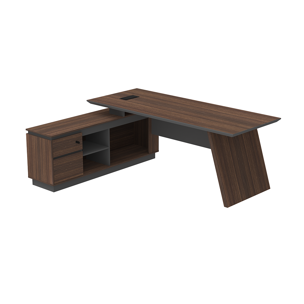 LEGACY Executive Desk Meja Direktur 200cm L Kiri Walnut A-Leg