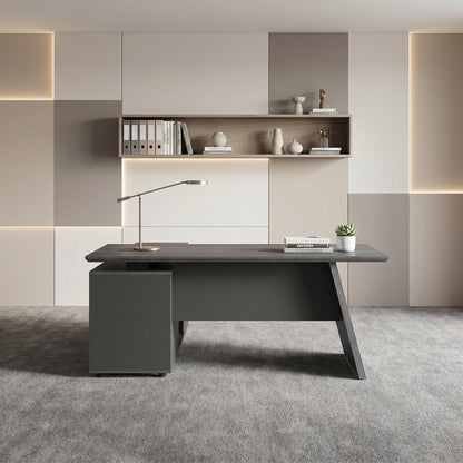 LEGACY Executive Desk Meja Direktur 160cm L Kanan Dark Oak A-Leg