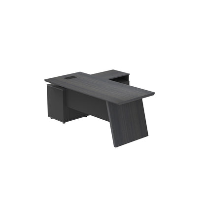 LEGACY Executive Desk Meja Direktur 180cm L Kanan Dark Oak A-Leg