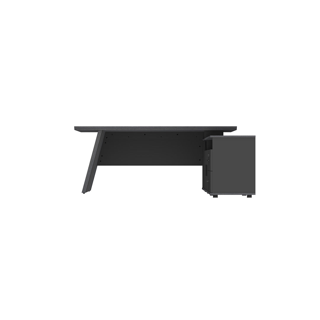 LEGACY Executive Desk Meja Direktur 180cm L Kanan Dark Oak A-Leg