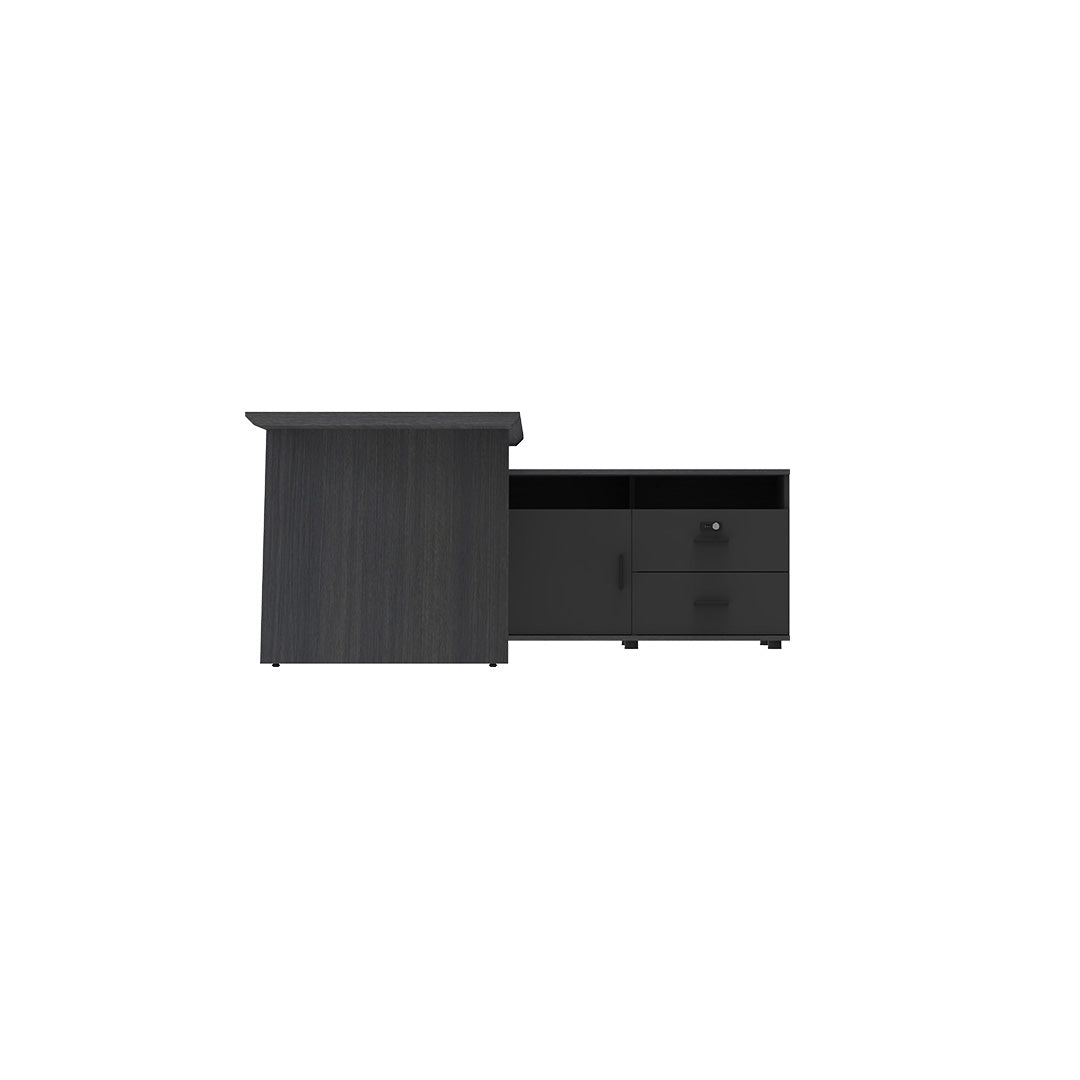 LEGACY Executive Desk Meja Direktur 180cm L Kanan Dark Oak A-Leg