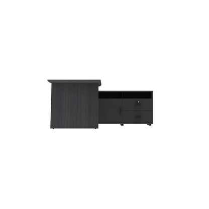 LEGACY Executive Desk Meja Direktur 180cm L Kanan Dark Oak A-Leg