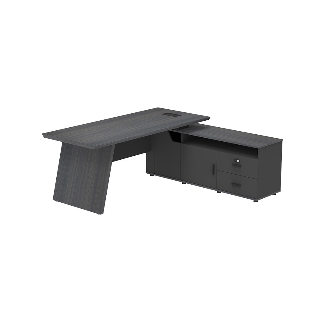 LEGACY Executive Desk Meja Direktur 180cm L Kanan Dark Oak A-Leg