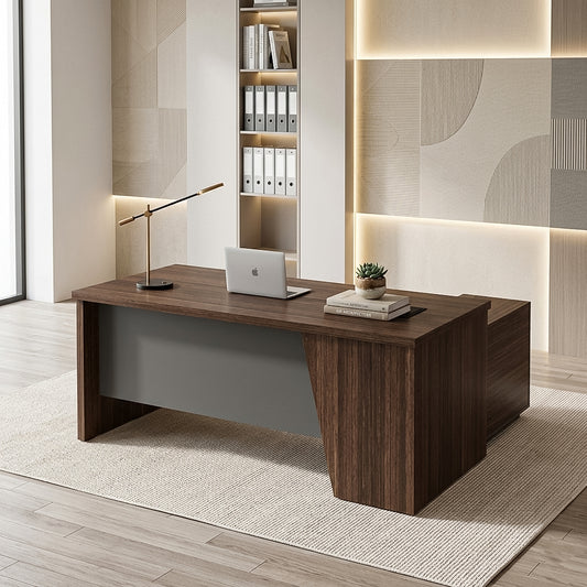 LEGACY Executive Desk Meja Direktur 180cm L Kanan Walnut V-Leg