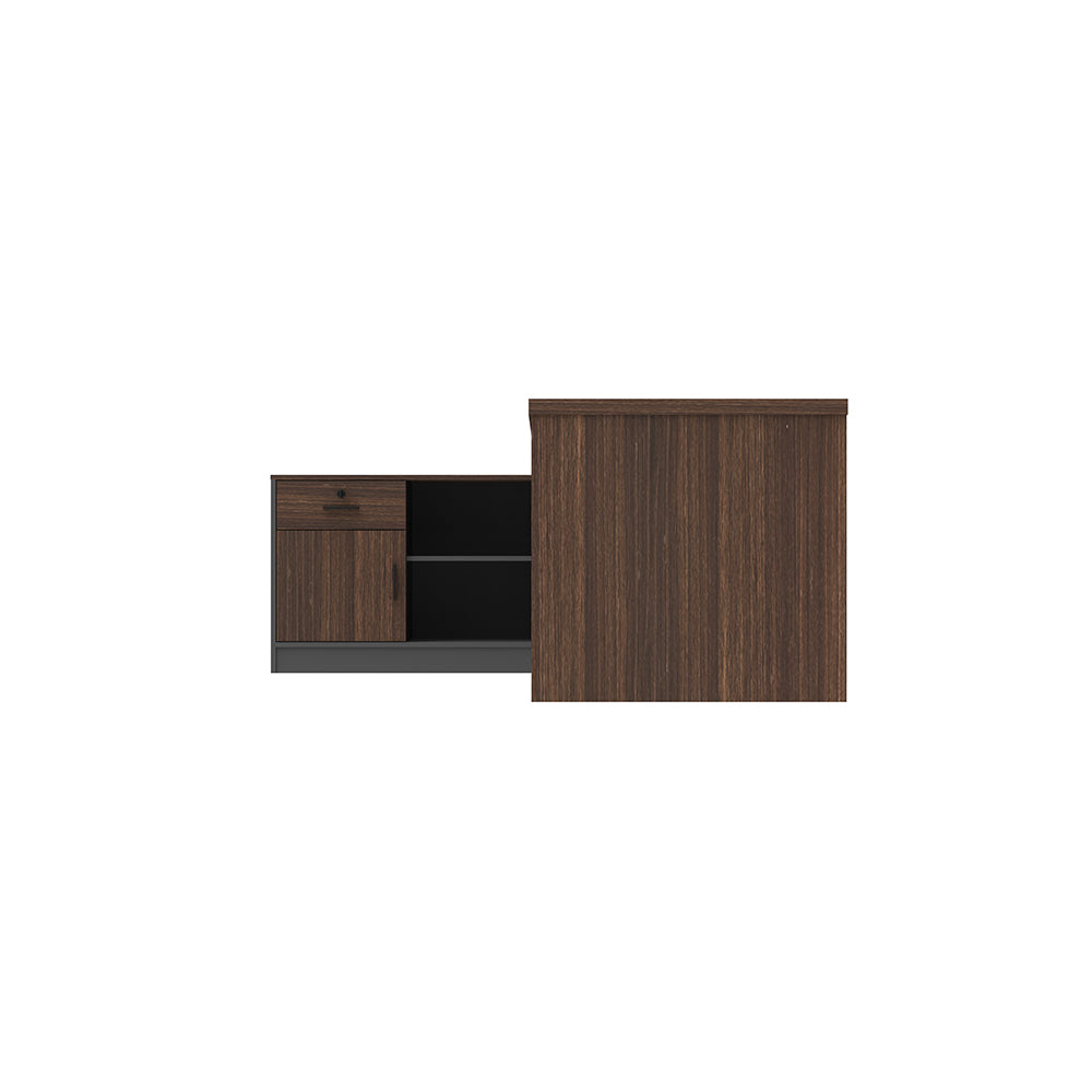 LEGACY Executive Desk Meja Direktur 200cm L Kiri Walnut V-Leg