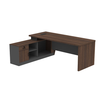 LEGACY Executive Desk Meja Direktur 200cm L Kiri Walnut V-Leg