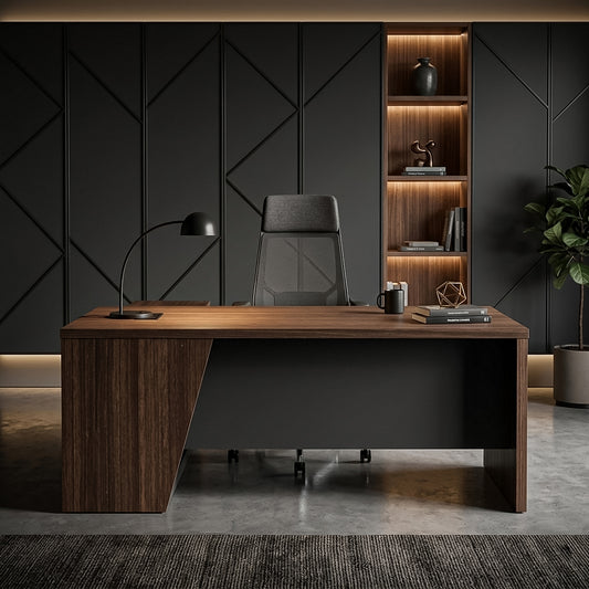 LEGACY Executive Desk Meja Direktur 180cm L Kanan Walnut V-Leg