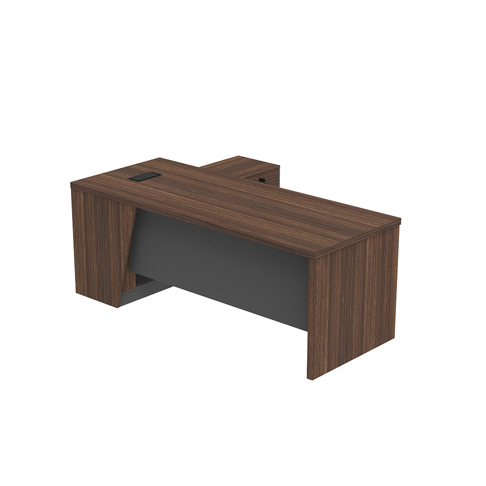LEGACY Executive Desk Meja Direktur 200cm L Kanan Walnut V-Leg