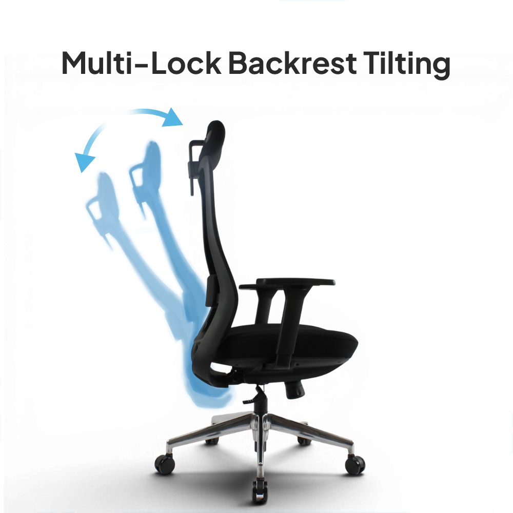 NORTA High Back Black Office Chair Kursi Kantor Ergonomis