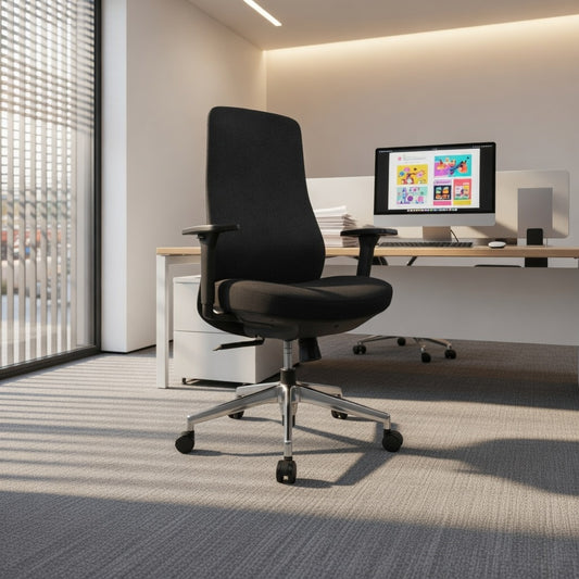 NORTA Mid Back Black Office Chair Kursi Kantor Ergonomis