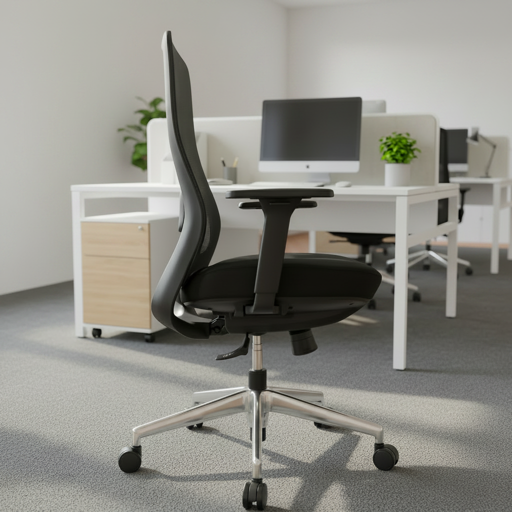 NORTA Mid Back Black Office Chair Kursi Kantor Ergonomis