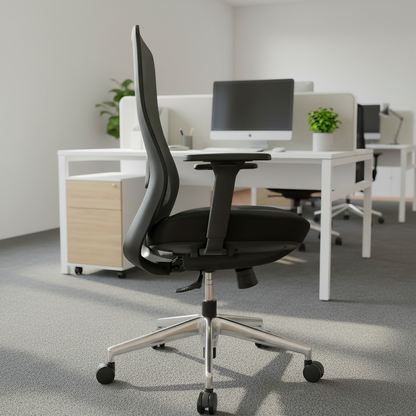 NORTA Mid Back Black Office Chair Kursi Kantor Ergonomis