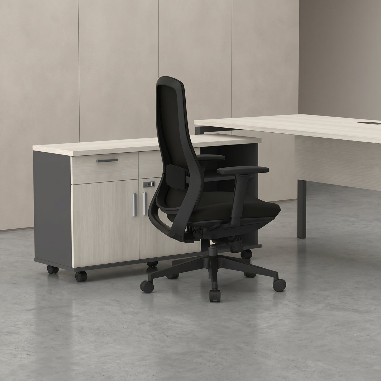 NORTA Mid Back Black Office Chair Kursi Kantor Ergonomis